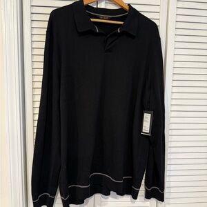 RHONE Compass Knit Black Long Sleeve Polo